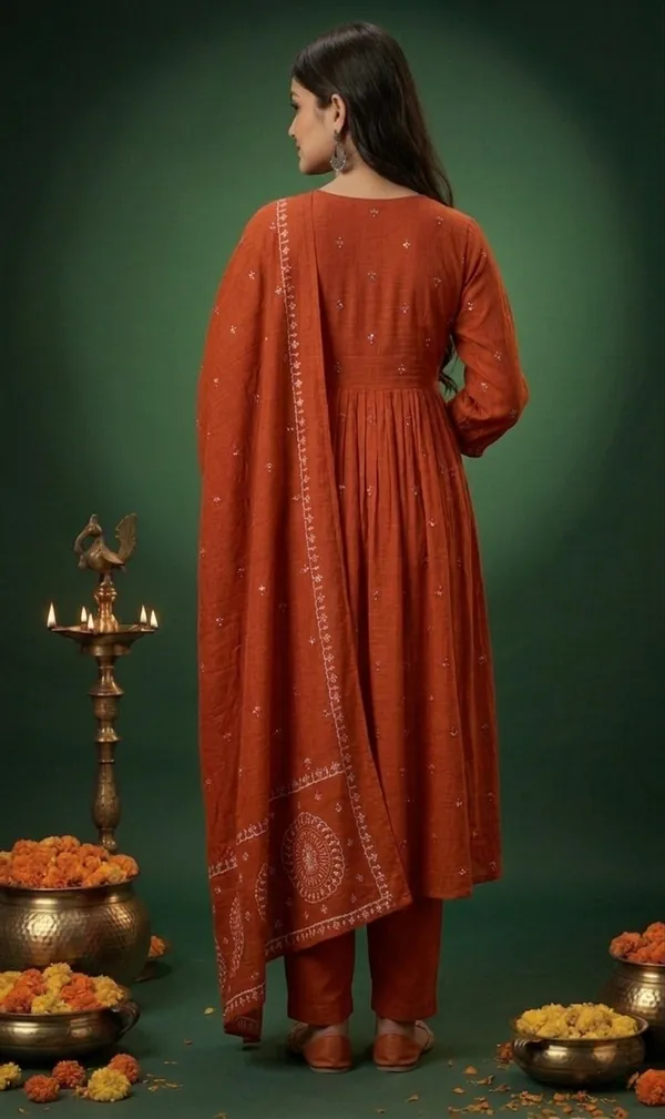 Rust_Anarkali_Kurta_Set_For_Women