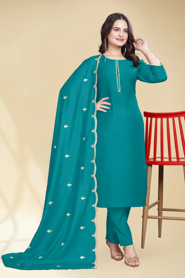 Teal_Embroidered_Straight_Salwar_Suit_Set_For_Women