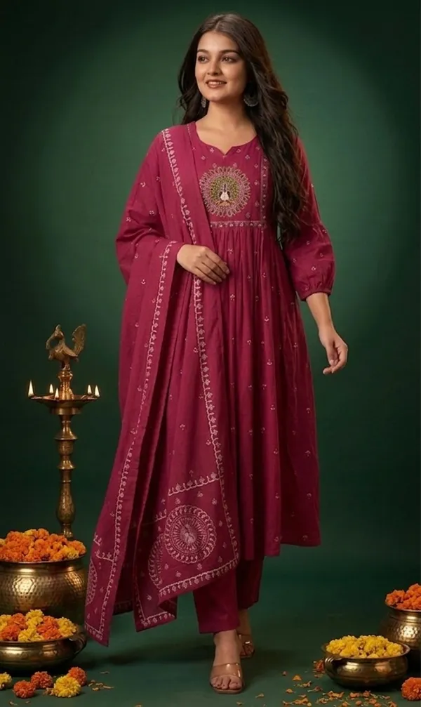 Maroon_Embroidered_Anarkali_Suit_Set_for_Women