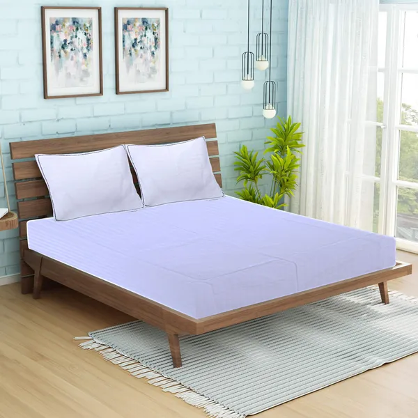 Pisagnj_Cotton_King_Flat_200_Tc_Striped_1_Bedsheet_With_2_Pillow_Covers_(White)