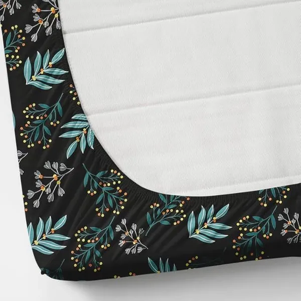 Ardm_Cotton_Double_Fitted_(Elastic)_220_Tc_Floral_1_Bedsheet_With_2_Pillow_Covers_(Black)