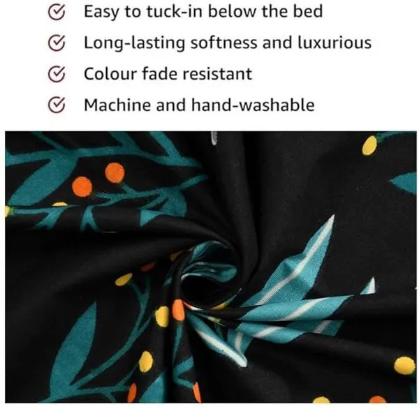 Ardm_Cotton_Double_Fitted_(Elastic)_220_Tc_Floral_1_Bedsheet_With_2_Pillow_Covers_(Black)