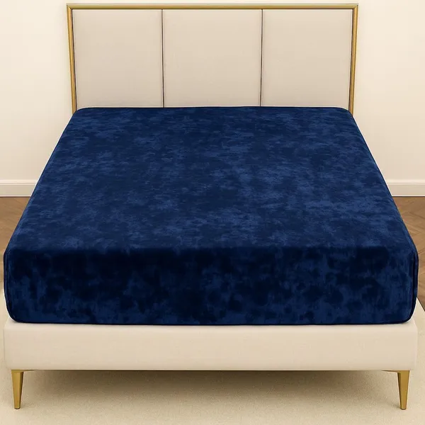 Kansal_Handloom_Velvet_King_Fitted_(Elastic)_380_Tc_Solid_1_Bedsheet_With_2_Pillow_Covers_(Blue)