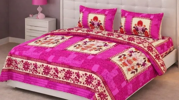 Kansal_Handloom_Polyester_Double_Flat_220_Tc_Printed_1_Bedsheet_With_2_Pillow_Covers_(Pink)
