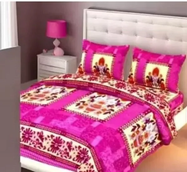 Kansal_Handloom_Polyester_Double_Flat_220_Tc_Printed_1_Bedsheet_With_2_Pillow_Covers_(Pink)