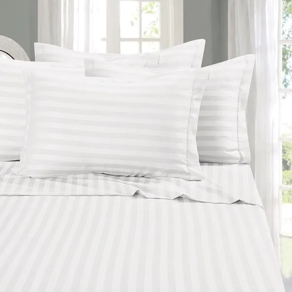 Eleganzze_Cotton_King_Flat_300_Tc_Striped_1_Summer_Bedsheet_With_2_Pillow_Covers_(White)