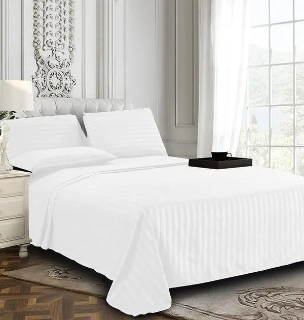 Eleganzze_Cotton_King_Flat_300_Tc_Striped_1_Summer_Bedsheet_With_2_Pillow_Covers_(White)