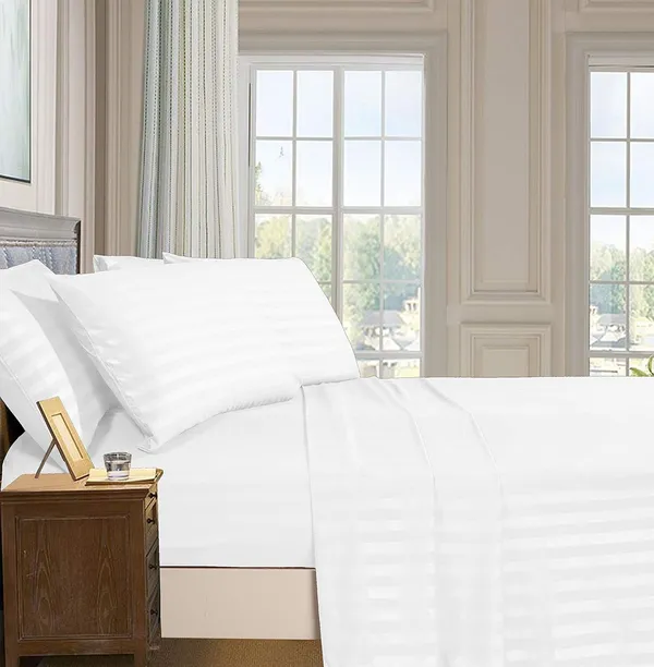 Eleganzze_Cotton_King_Flat_300_Tc_Striped_1_Summer_Bedsheet_With_2_Pillow_Covers_(White)