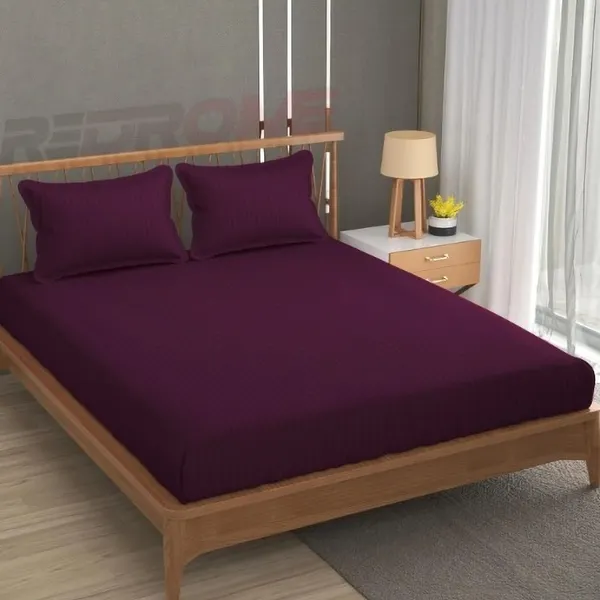 Eleganzze_Cotton_King_Flat_300_Tc_Striped_1_Summer_Bedsheet_With_2_Pillow_Covers_(Wine)