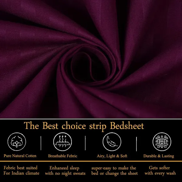 Eleganzze_Cotton_King_Flat_300_Tc_Striped_1_Summer_Bedsheet_With_2_Pillow_Covers_(Wine)