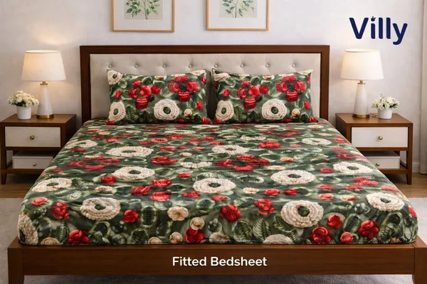 Vily_Cotton_King_Fitted_(Elastic)_370_Tc_Floral_1_Bedsheet_(Multicolor)