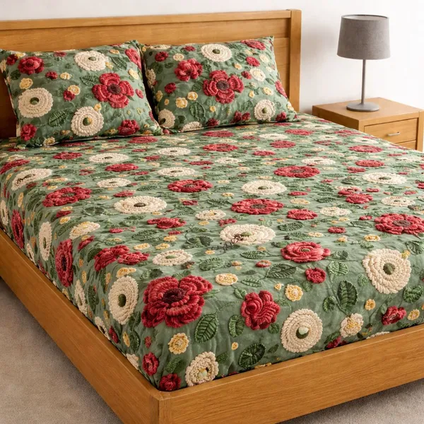 Vily_Cotton_King_Fitted_(Elastic)_370_Tc_Floral_1_Bedsheet_(Multicolor)
