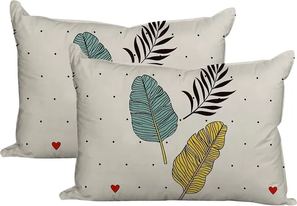Vkom_Cotton_Double_Fitted_(Elastic)_244_Tc_Floral_1_Bedsheet_With_2_Pillow_Covers_(White,_Green,_Yellow)