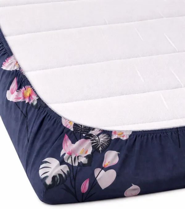 Kansal_Handloom_Cotton_Double_Fitted_(Elastic)_280_Tc_Floral_1_Summer_Bedsheet_With_2_Pillow_Covers_(Grey)