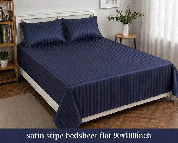 Kansal_Handloom_Satin_Queen_Flat_280_Tc_Striped_1_Summer_Bedsheet_With_2_Pillow_Covers_(Blue)