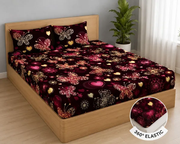 Royal_Looms_Cotton_Double,_Queen,_King_Fitted_(Elastic)_280_Tc_Printed_1_Summer_Bedsheet_With_2_Pillow_Covers_(Maroon)