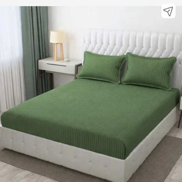 Royal_Looms_Cotton_King_Flat_300_Tc_Striped_1_Summer_Bedsheet_With_2_Pillow_Covers_(Green)