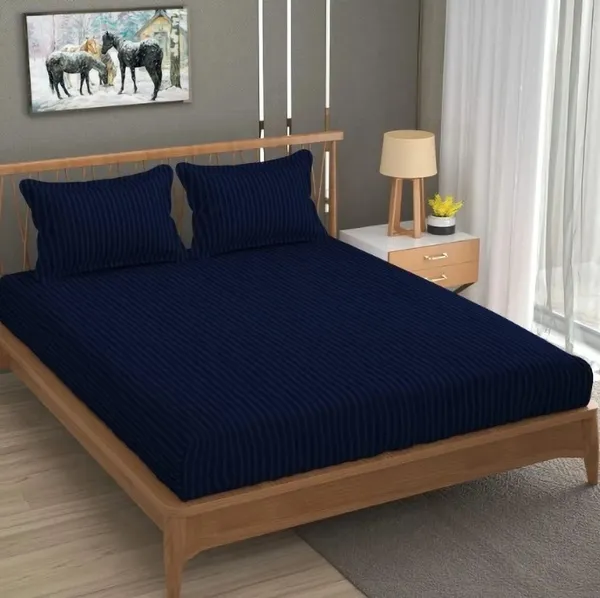 Royal_Looms_Cotton_King_Flat_300_Tc_Striped_1_Summer_Bedsheet_With_2_Pillow_Covers_(Navy_Blue)