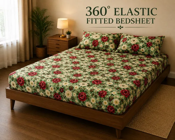 Royal_Looms_Cotton,_Microfiber_King_Fitted_(Elastic)_350_Tc_Floral_1_Bedsheet_(Multicolor)