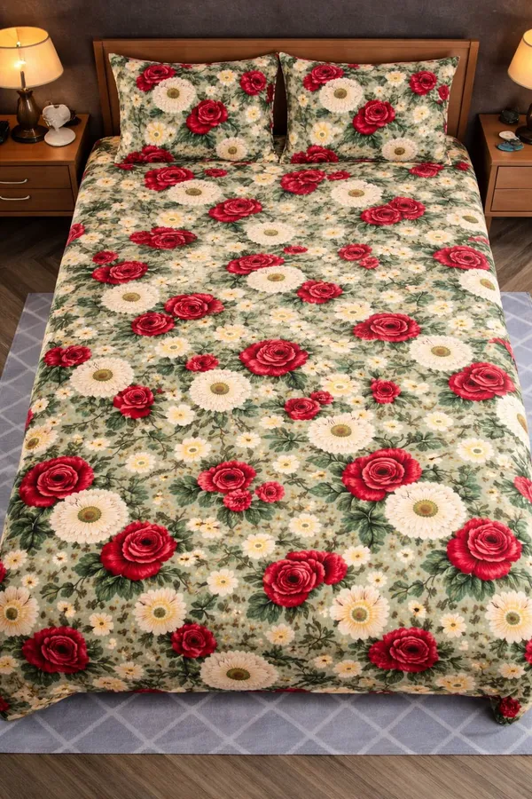 Royal_Looms_Cotton,_Microfiber_King_Fitted_(Elastic)_350_Tc_Floral_1_Bedsheet_(Multicolor)