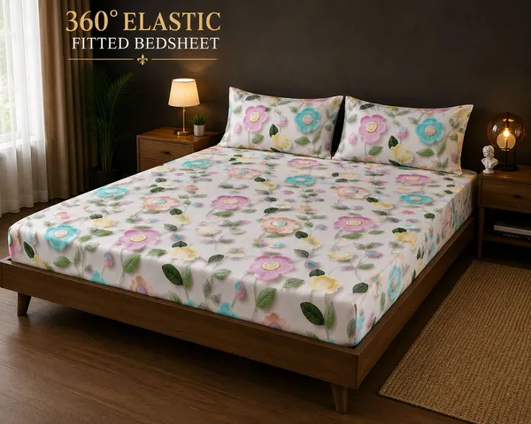 Royal_Looms_Cotton,_Microfiber_King_Fitted_(Elastic)_352_Tc_Floral_1_Bedsheet_(Multicolor)