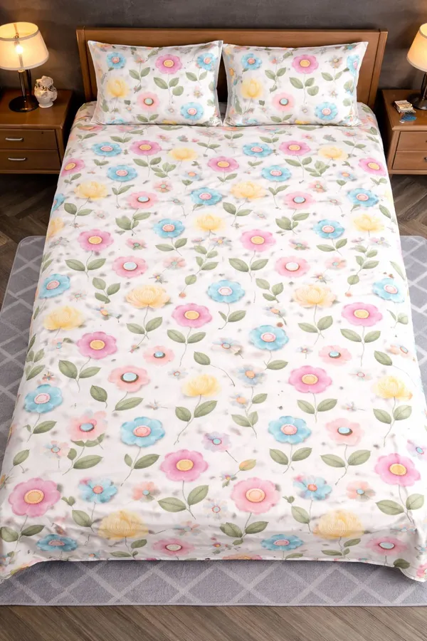 Royal_Looms_Cotton,_Microfiber_King_Fitted_(Elastic)_352_Tc_Floral_1_Bedsheet_(Multicolor)