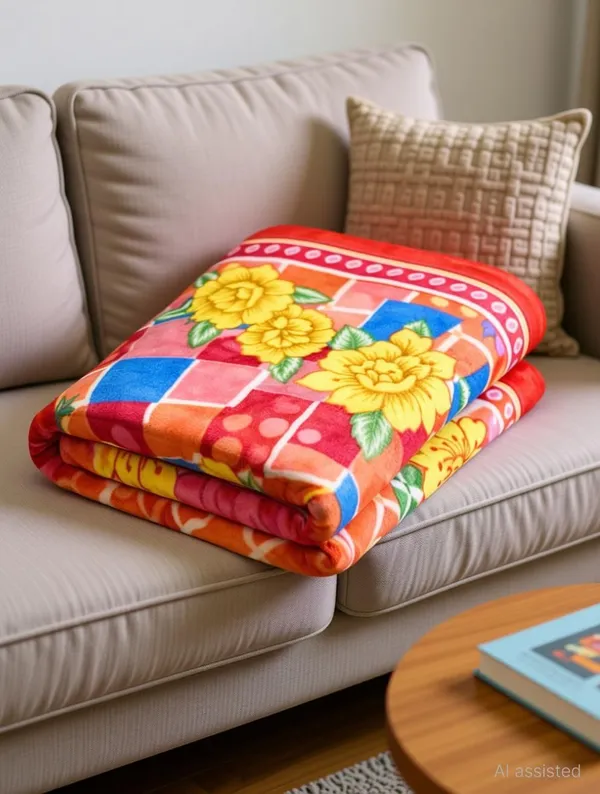 Kansal_Handloom_Floral,_Printed_Single_Fleece_Blanket_For_Ac_Room_(Polyester,_Multicolor)