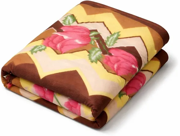 Kansal_Handloom_Floral,_Printed_Single_Fleece_Blanket_For_Ac_Room_(Polyester,_Brown)