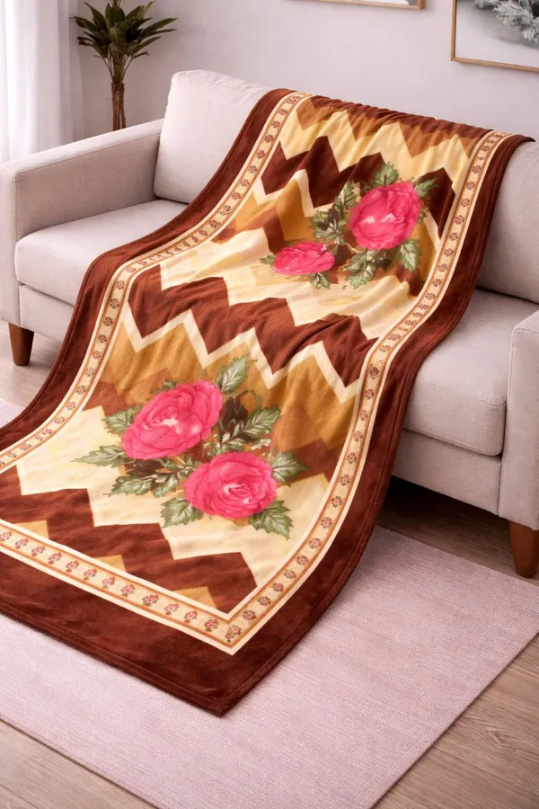 Kansal_Handloom_Floral,_Printed_Single_Fleece_Blanket_For_Ac_Room_(Polyester,_Brown)