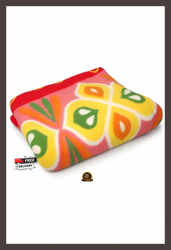 Kansal_Handloom_Floral_Single_Fleece_Blanket_For_All_Season_(Polyester,_Red)