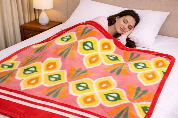 Kansal_Handloom_Floral_Single_Fleece_Blanket_For_All_Season_(Polyester,_Red)