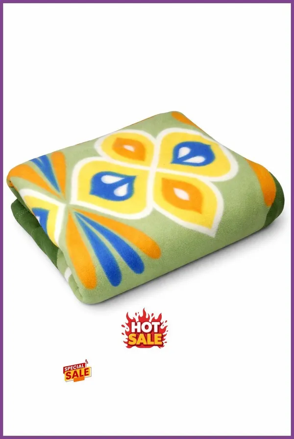 Kansal_Handloom_Floral_Single_Fleece_Blanket_For_All_Season_(Polyester,_Green)