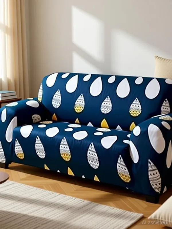 Smartfab_Polyester_3+1+1_Seater_Sofa_Geometric_Cover_(Pack_Of_1_Navy_Blue)