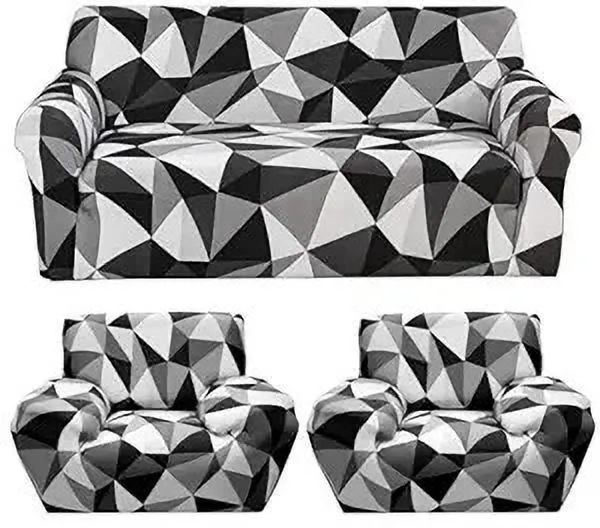 Smartfab_Polyester_3+1+1_Seater_Sofa_Geometric_Cover_(Pack_Of_3_Black,_White)