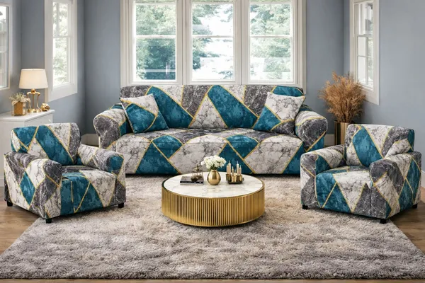 Mahadevv_Enterprises_Rayon_3+1+1_Seater_Sofa_Geometric_Cover_(Pack_Of_5_Sky_Blue)