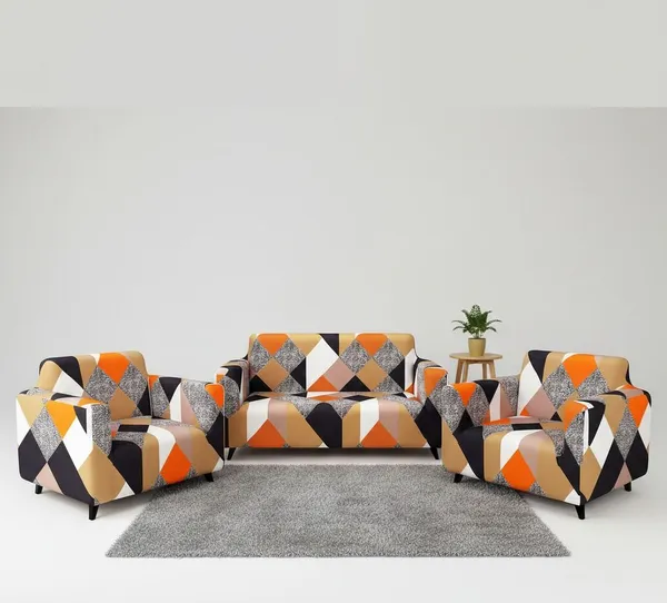 Inferna_Loom_Polyester_3+1+1_Seater_Sofa_Floral_Cover_(Pack_Of_3_Premium_Elastic_5_Seater_Sofa_Cover_3+1+1_Set_|_Washable_Orange_Check)