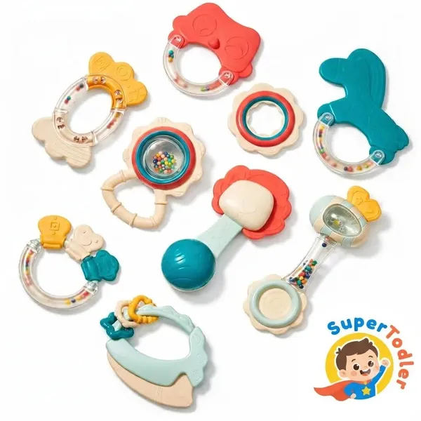 Multicolor_10-Piece_Baby_Rattles_Teethers_Sensory_Development_Set