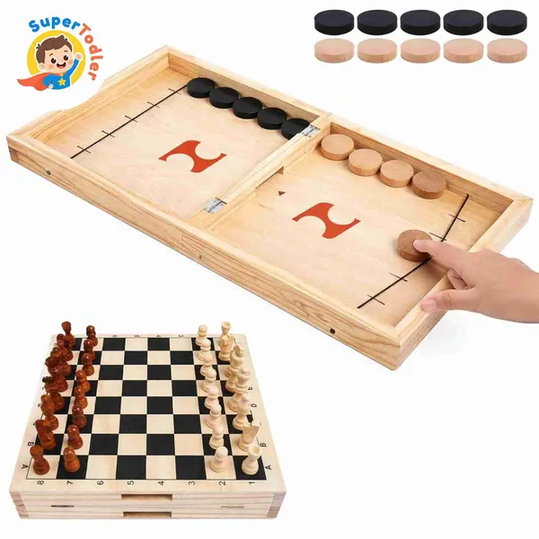 Multicolor_Wooden_Foldable_2-In-1_Sling_Puck_And_Chess_Board_Game_Set