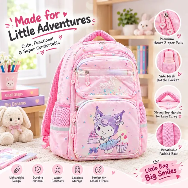 Pink_Polyester_Kawaii_Character_Kids_School_Backpack_For_Girls