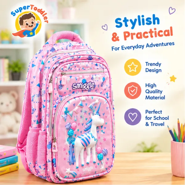 Pink_Polyester_Unicorn_Kids_School_Backpack_For_Girls