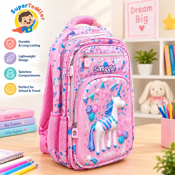 Pink_Polyester_Unicorn_Kids_School_Backpack_For_Girls