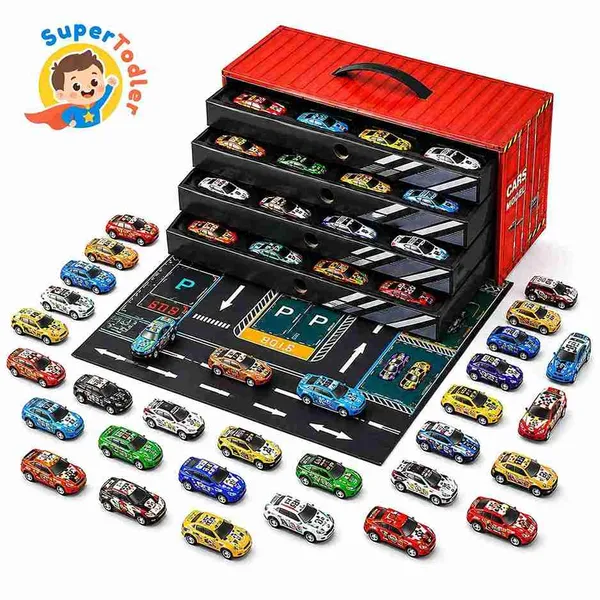 Multicolor_48-Piece_Die-Cast_Metal_Pull_Back_Racing_Cars_Set_With_Parking_Track