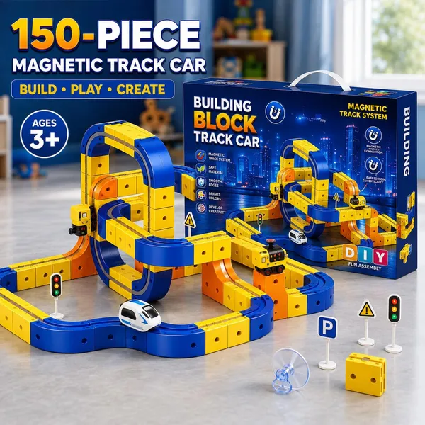 150_Piece_Magnetic_Building_Block_Track_Car_Set_For_Kids