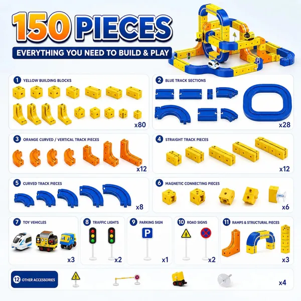 150_Piece_Magnetic_Building_Block_Track_Car_Set_For_Kids