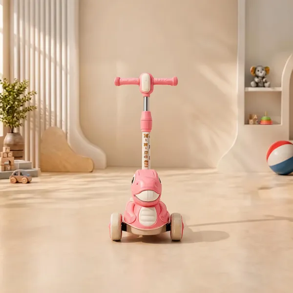 Pink_Plastic_Led_Wheel_3-Wheel_Scooter_For_Kids