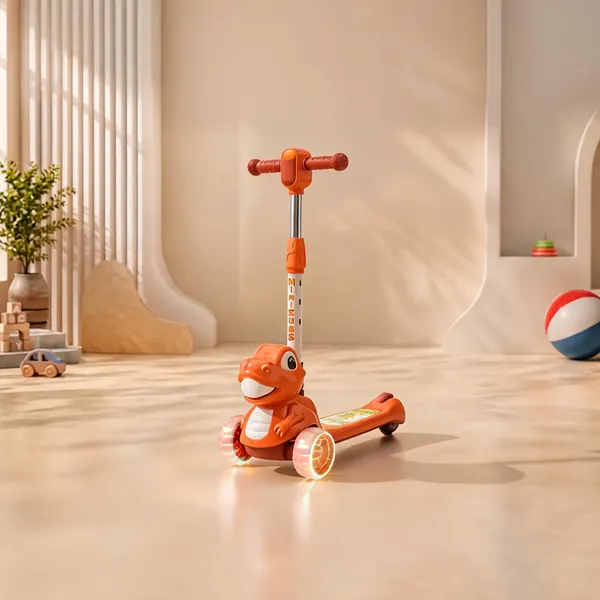 Orange_Plastic_Dino_3-Wheel_Scooter_With_Led_Wheels_For_Kids