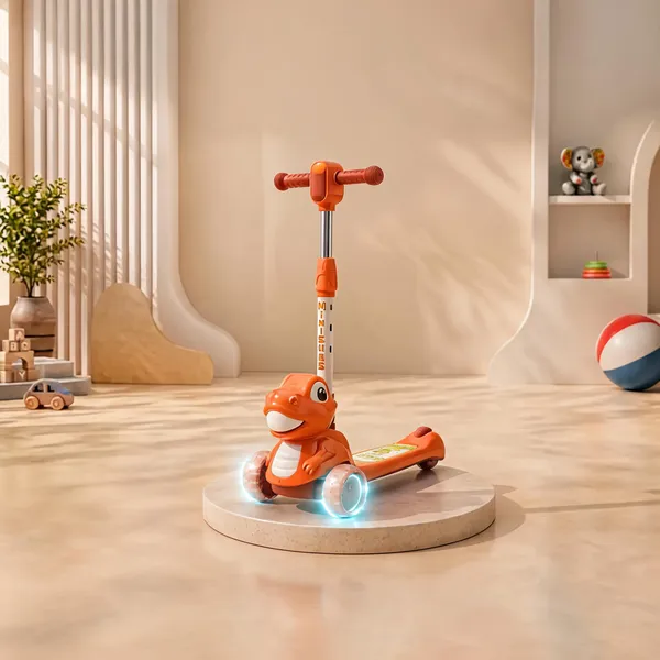 Orange_Plastic_Dino_3-Wheel_Scooter_With_Led_Wheels_For_Kids