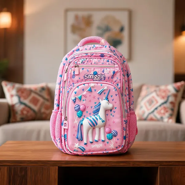 Pink_Polyester_Unicorn_Kids_School_Backpack_For_Girls