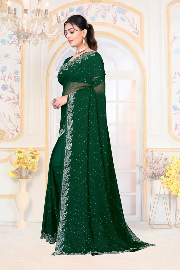 Dark_Green_Georgette_SAREE_For_WOMEN