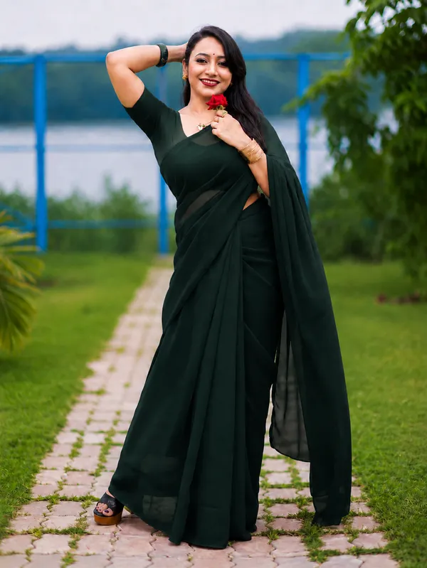 Dark_Green_Georgette_SAREE_For_WOMEN